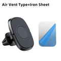 Magnetic car navigation phone holder with zinc alloy body and silicone pad, showing a smartphone attached