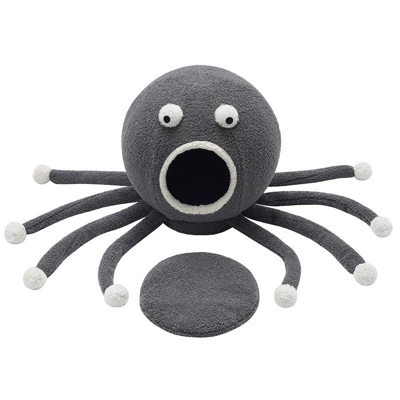 Octopus-shaped plush pet nest for cats, measuring 40x40x42cm, suitable for pets up to 12 kg