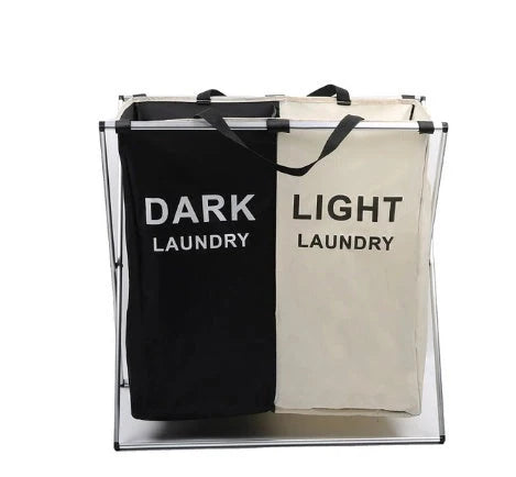 Foldable multi-layer laundry basket with waterproof liner and three compartments