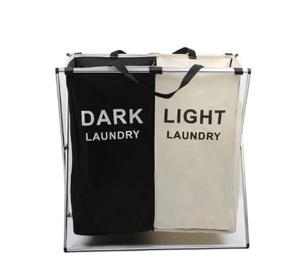 Foldable multi-layer laundry basket with waterproof liner and three compartments