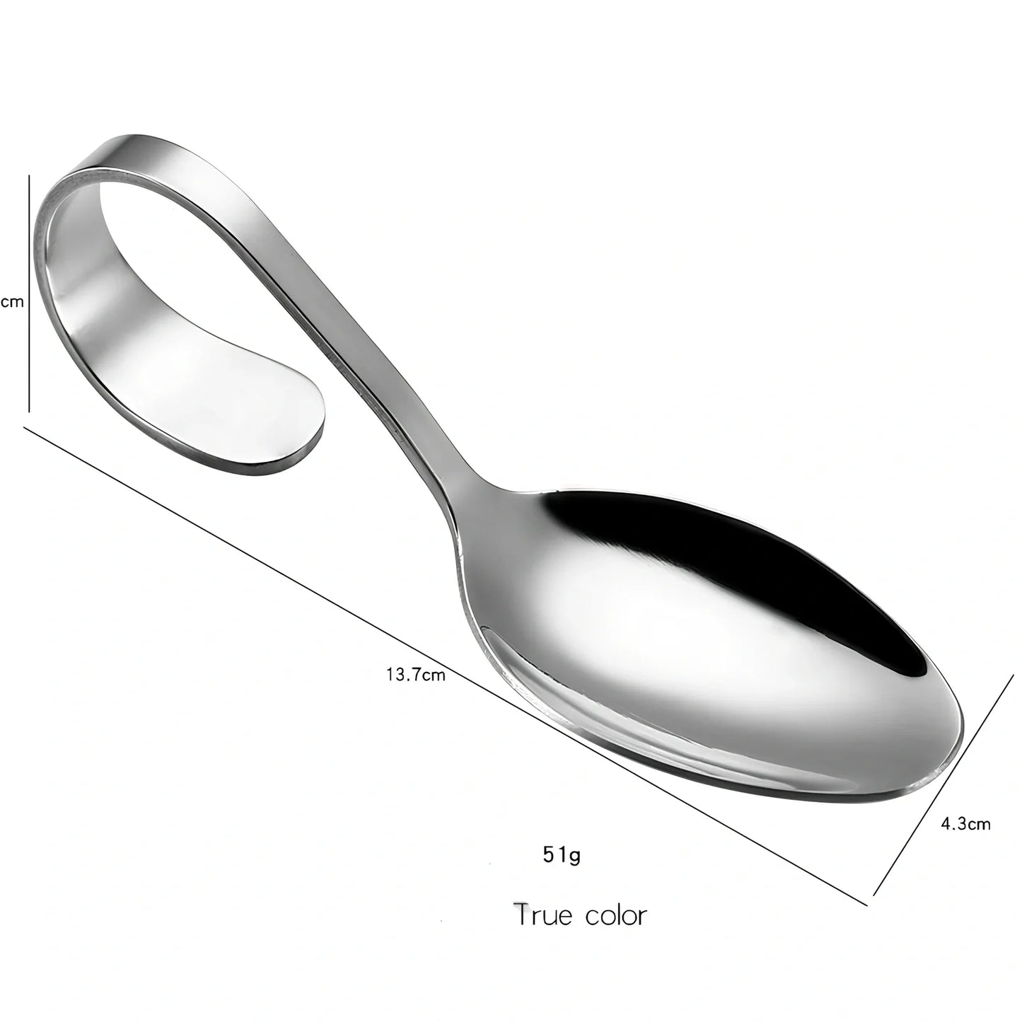 316 stainless steel serving spoon with curved silver handle, 22 cm long, mirror polished for durable kitchen use