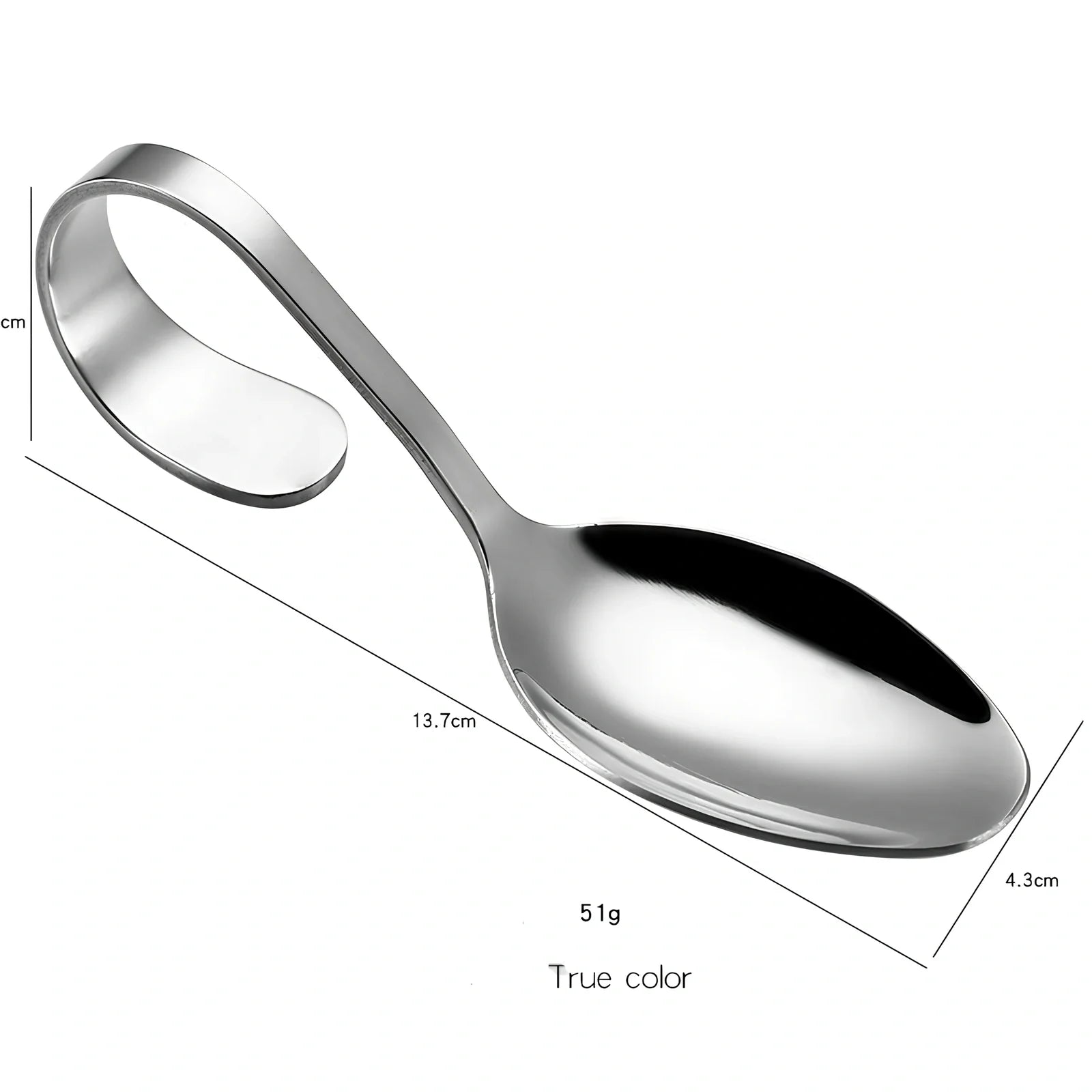 316 stainless steel serving spoon with curved silver handle, 22 cm long, mirror polished for durable kitchen use