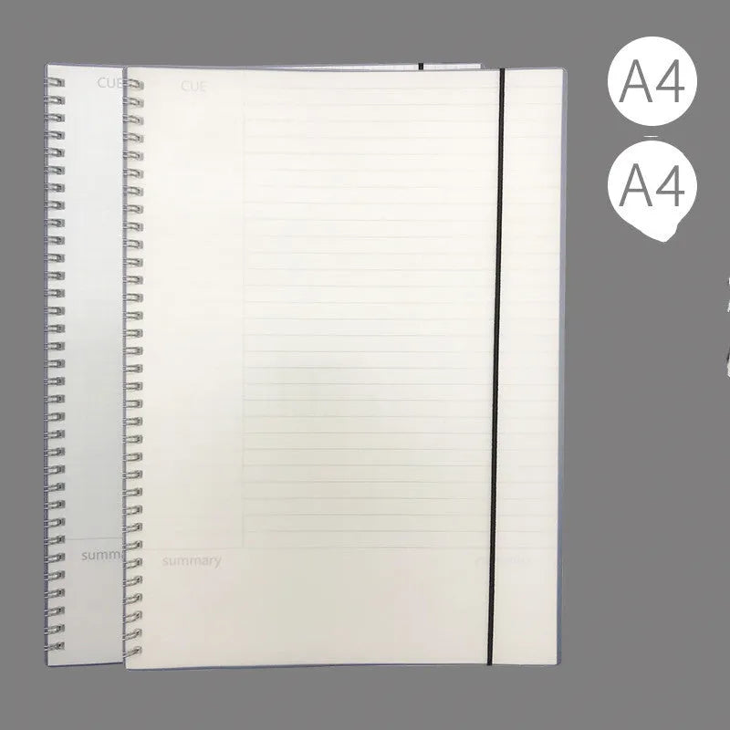 A4 hard surface accounting notebook with PP cover showing grid, line, and lattice ruling options