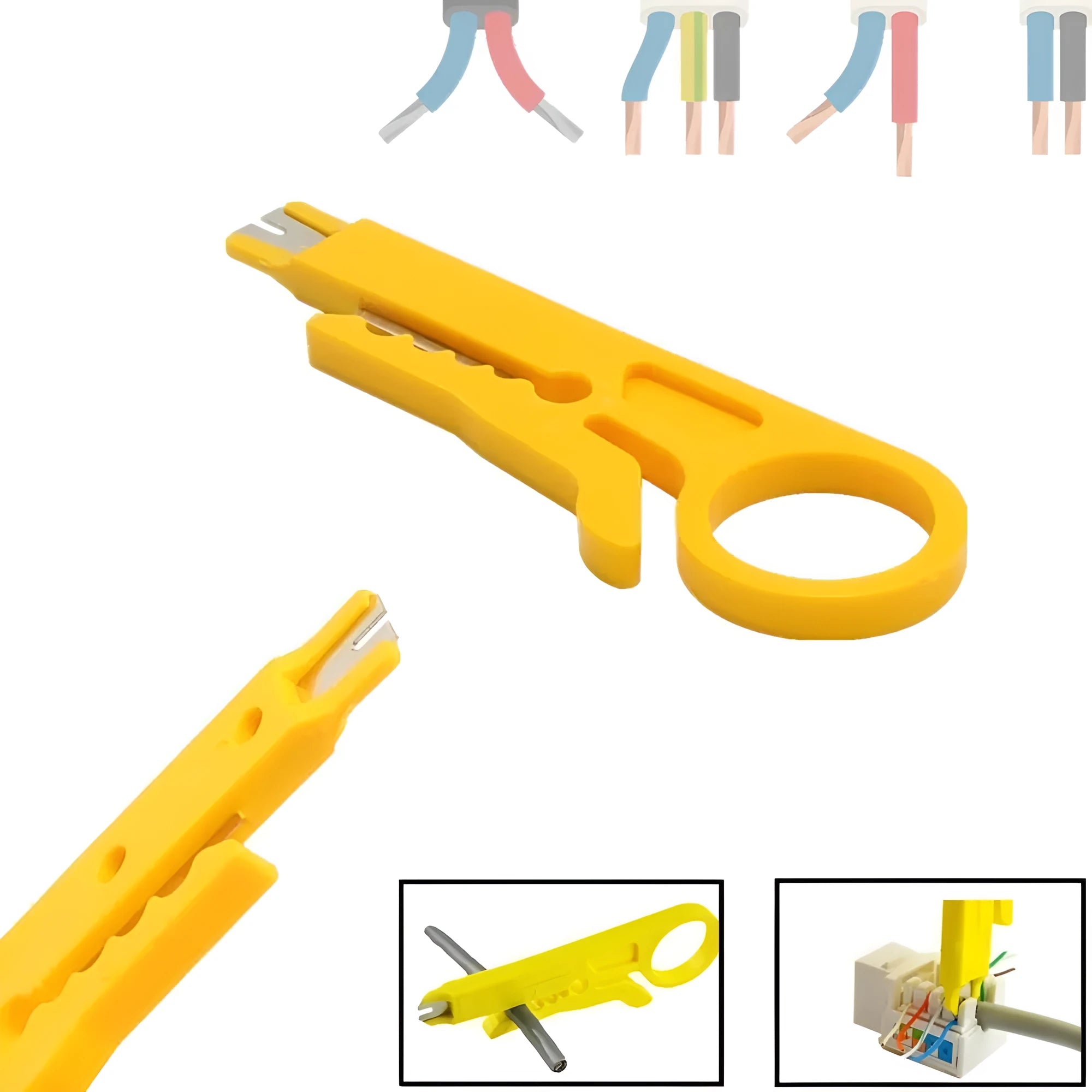 Yellow mini portable wire stripper tool for 0.6mm wires