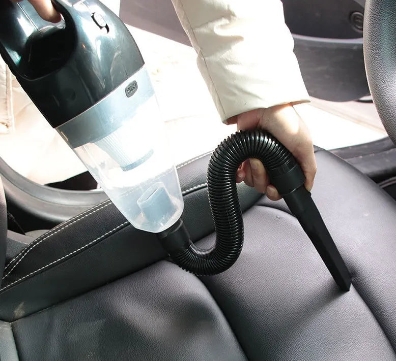 Portable handheld 12V car vacuum cleaner with multiple nozzles for vehicle interior cleaning
