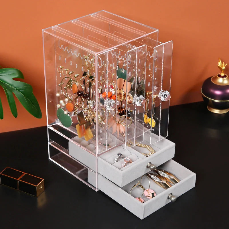 Clear acrylic cosmetic storage box for organizing beauty products