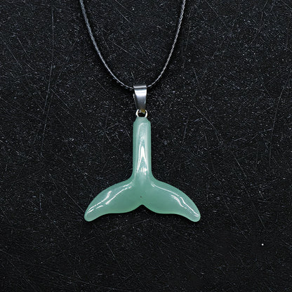 Crystal fishtail necklace with carved whale tail pendant measuring 2.0mm thick on 50cm lanyard