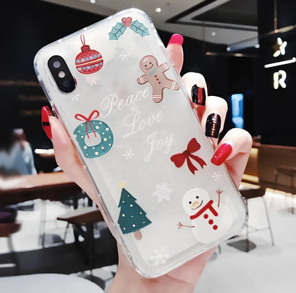 TPU iPhone case with snowflake and sand Christmas pattern, anti-fall design for Apple models 6-11