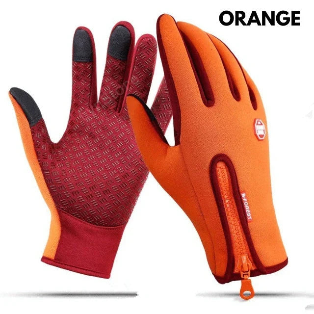 Premium touchscreen motorcycle gloves with polar fleece lining and textured grip for warmth and control