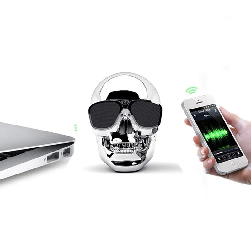 Limited edition skull-shaped wireless Bluetooth speaker in various colours with portable design