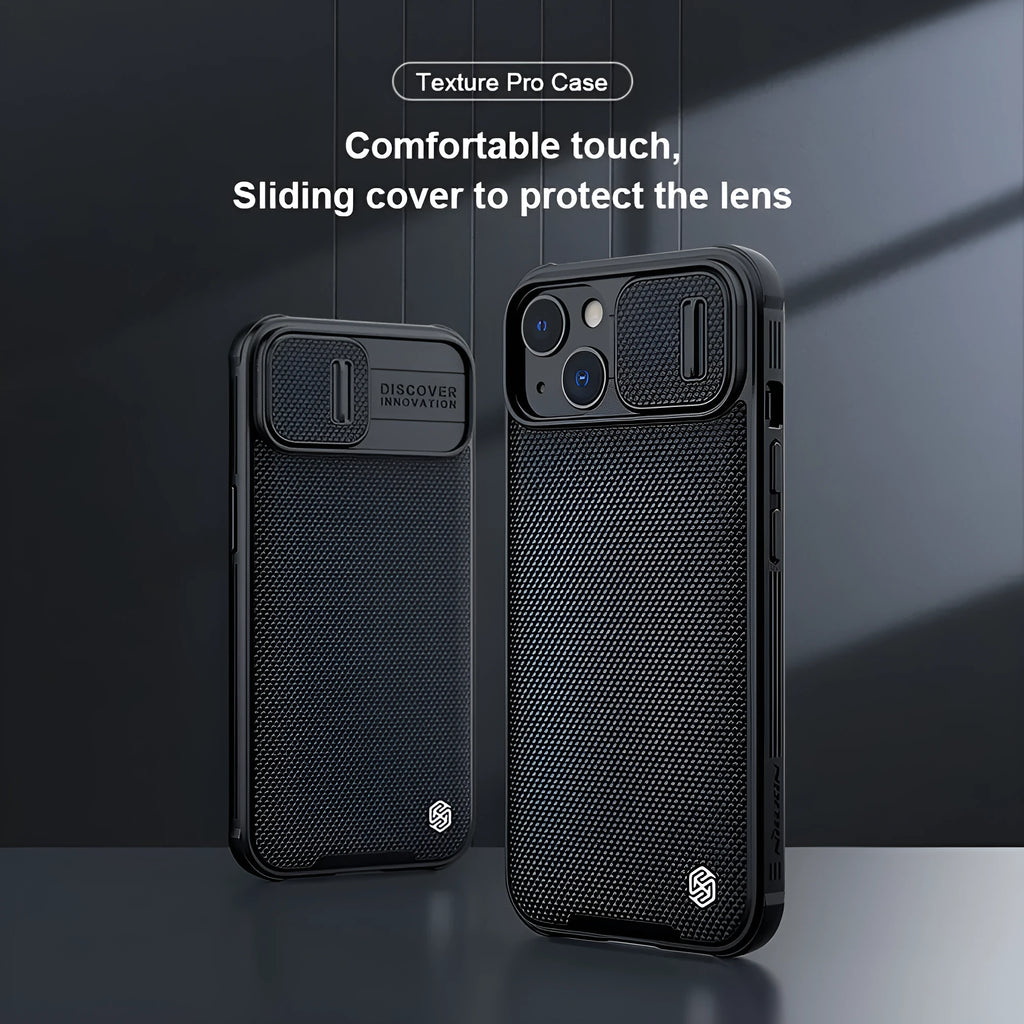 Black textured UniPro PC and TPU protective phone case for Apple iPhone 13 models.