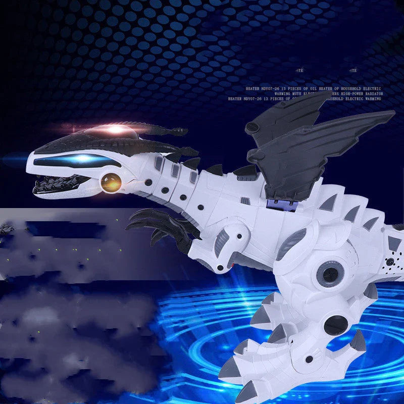 Walking dragon toy with fire breathing and water spray features in vibrant colours