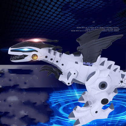 Walking dragon toy with fire breathing and water spray features in vibrant colours