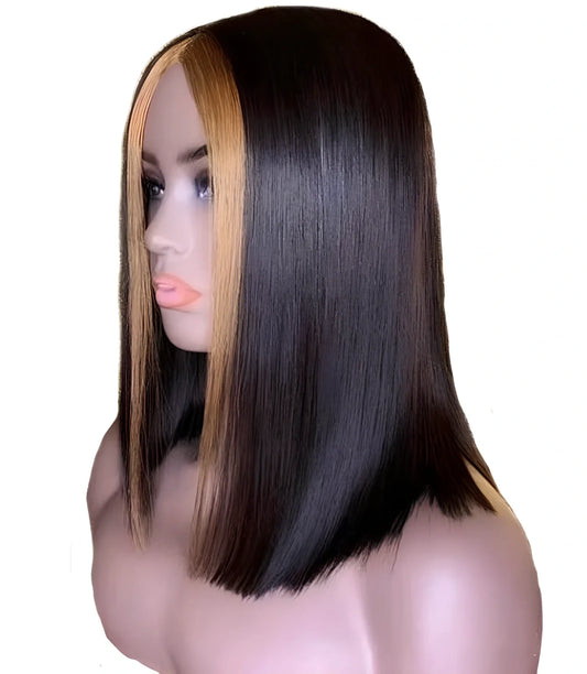 Short straight real human hair lace wig with 13x4 headgear, 100% human hair in 8-12in lengths on mannequin head