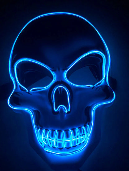 Spooky Halloween skeleton mask with glowing LED lights in various color options