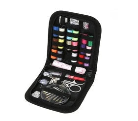 Compact black sewing kit with 98-piece accessory set for home tailoring and creative projects