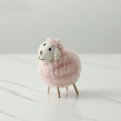 Adorable felt sheep miniature figurines in various colours and sizes for home decoration