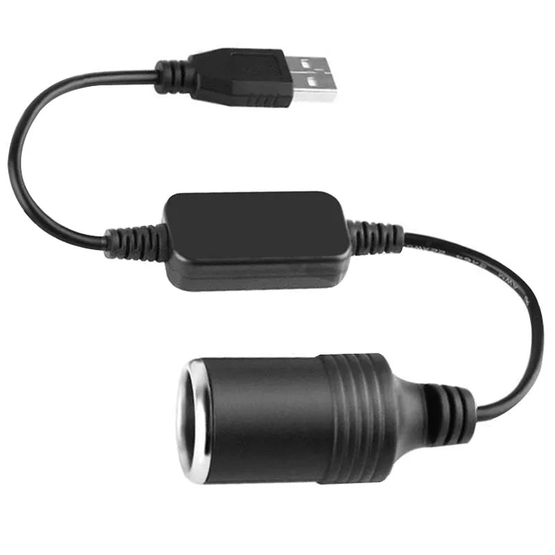 Electronic dog car cigarette lighter with USB retractable line 30cm copper wire black
