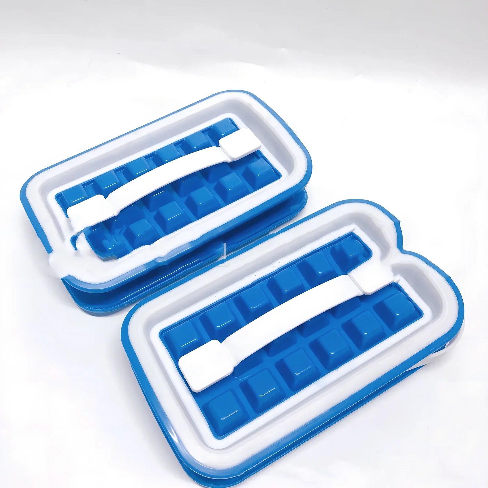 Blue silicone ice cube tray with 36 compartments making slow-melting 25mm cubes for cocktails
