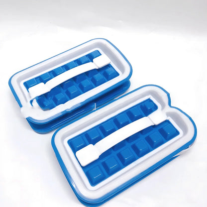 Blue silicone ice cube tray with 36 compartments making slow-melting 25mm cubes for cocktails