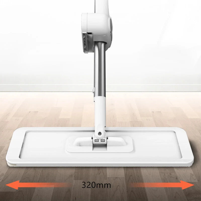 Stainless steel flat mop with microfiber pads for efficient kitchen cleaning