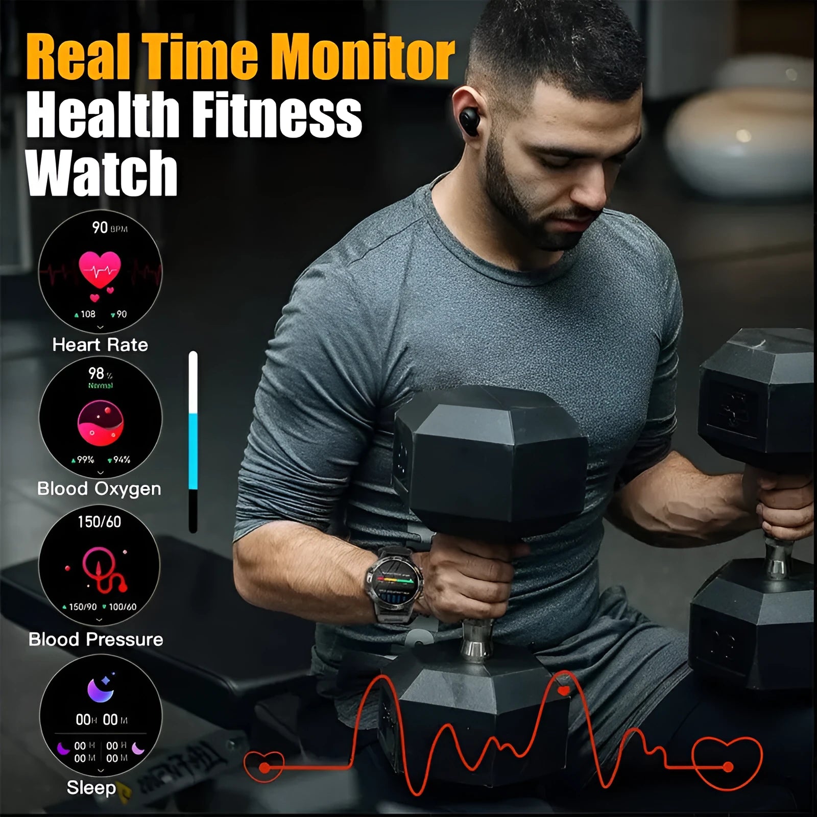 Bluetooth calling smart watch with IPS touch screen on a black silicone strap.