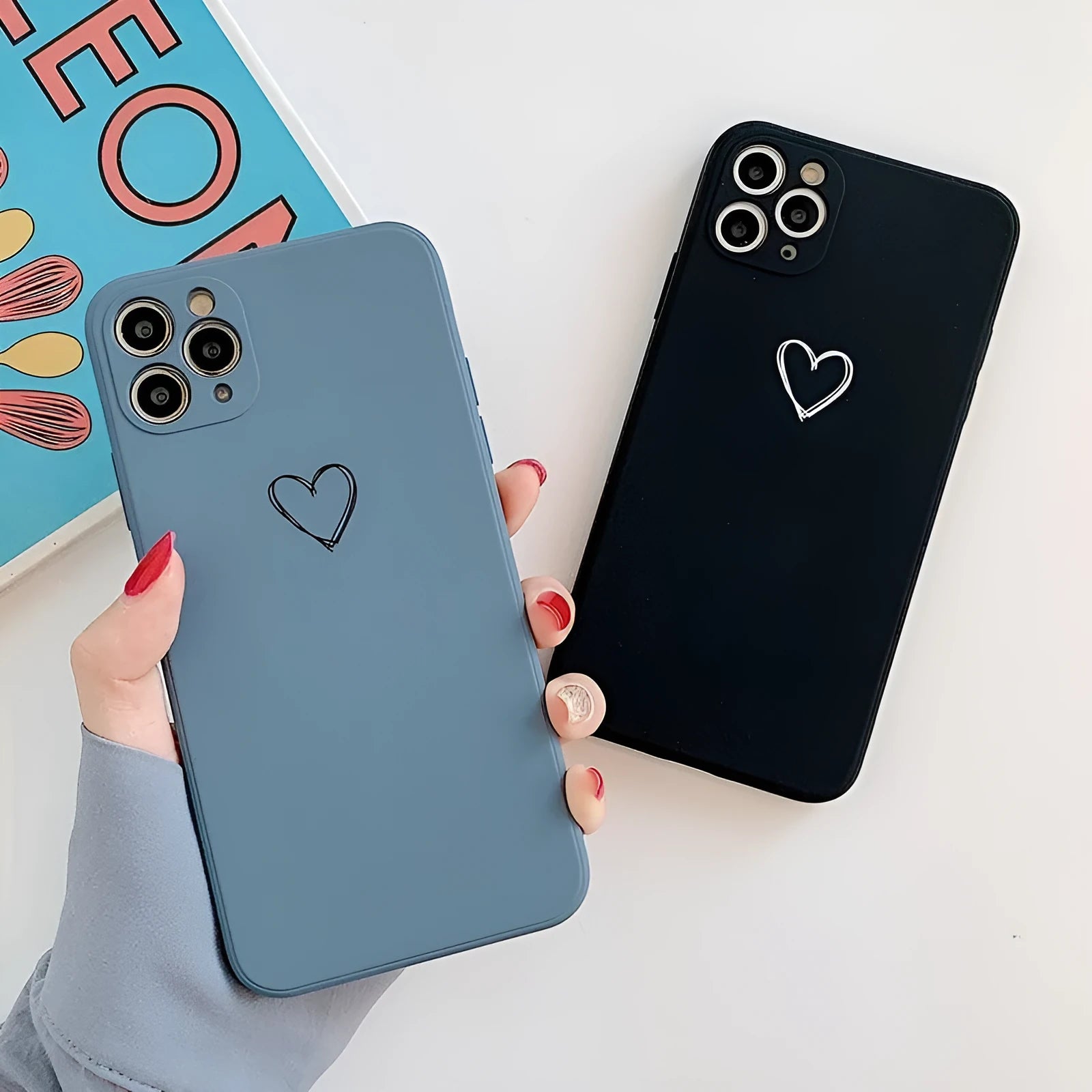 Silicone TPU back cover case for Apple iPhone, shown in solid colour options.