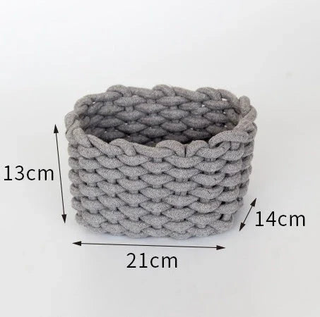 Nordic Wind Hand-woven Thick Cotton Rope Storage Box in white and grey
