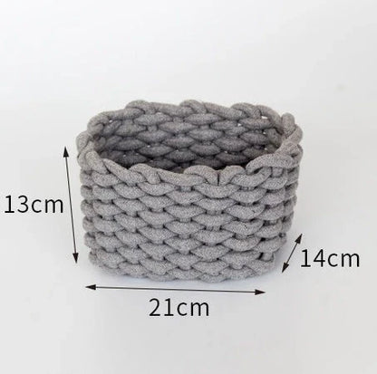 Nordic Wind Hand-woven Thick Cotton Rope Storage Box in white and grey