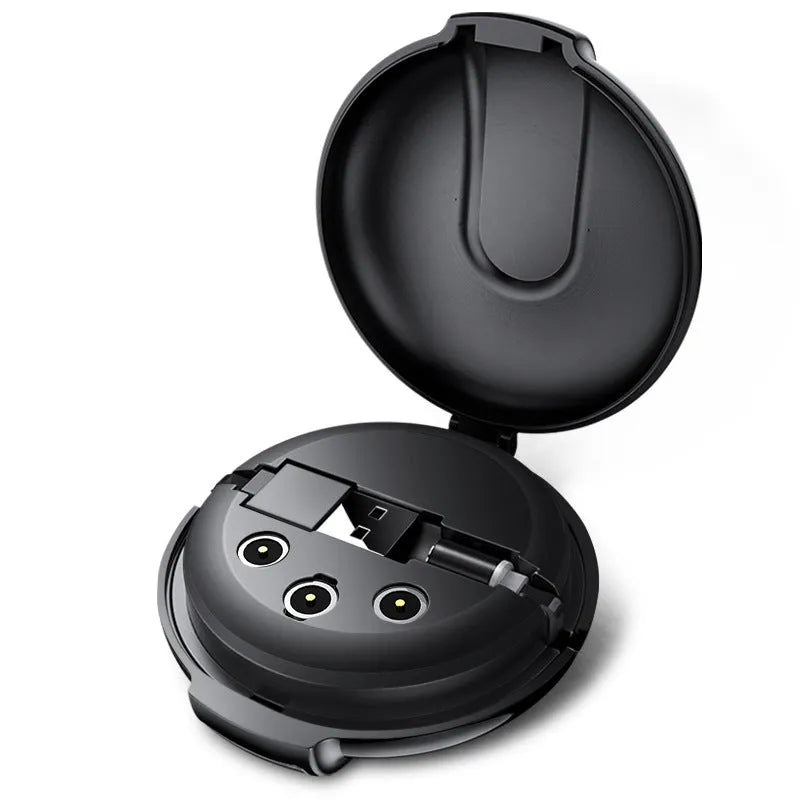 Black 3-in-1 magnetic retractable car phone charger and holder with 1 metre cable