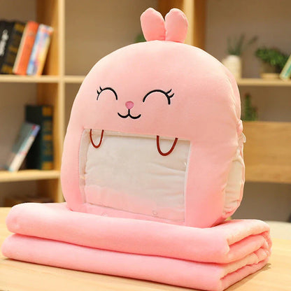 Winter hand warmer pillow with blanket and mobile phone holder in various styles