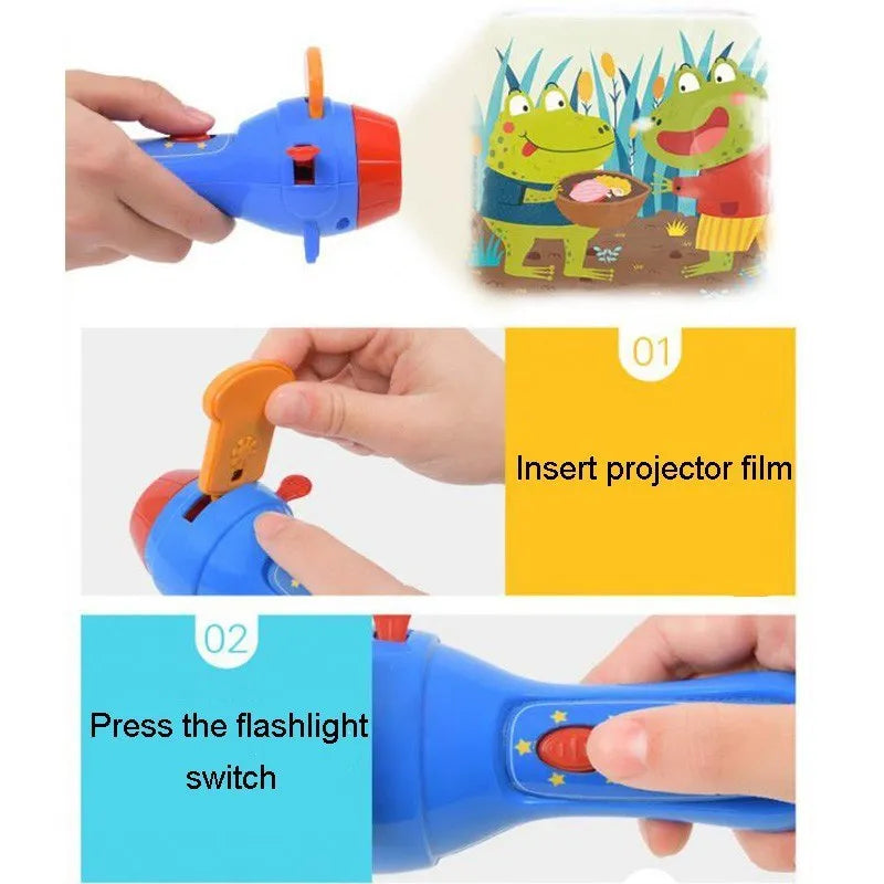 SmartKids children's storybook projector torch with rotating fairy tale discs for wall projection