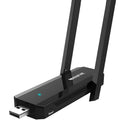 300M WiFi signal amplifier in black, compact size 116mm x 45mm x 14mm, for extending home network coverage
