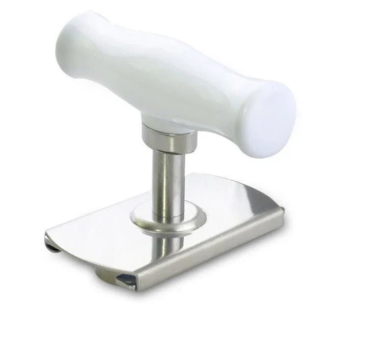 Adjustable stainless steel bottle opener with white PP handle