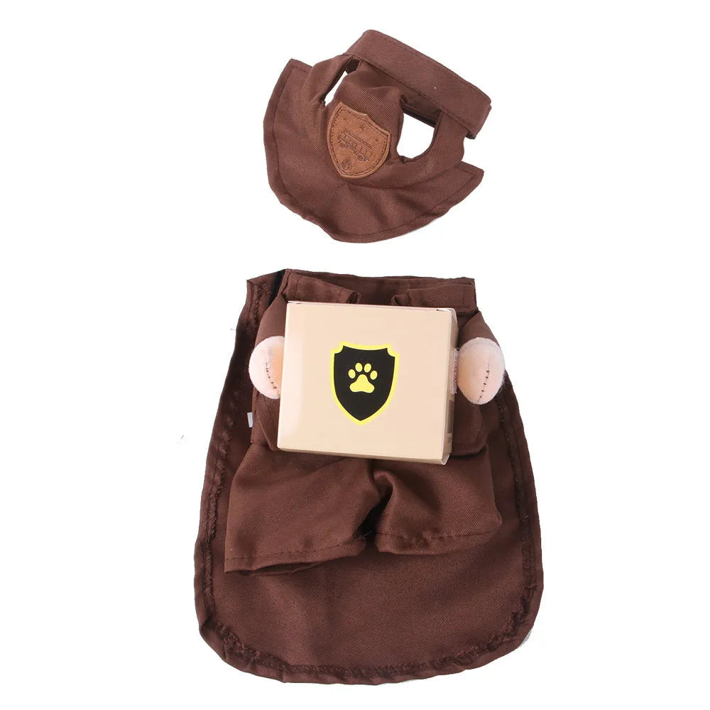 Coffee brown polyester pet t-shirt for small dogs and cats on hanger