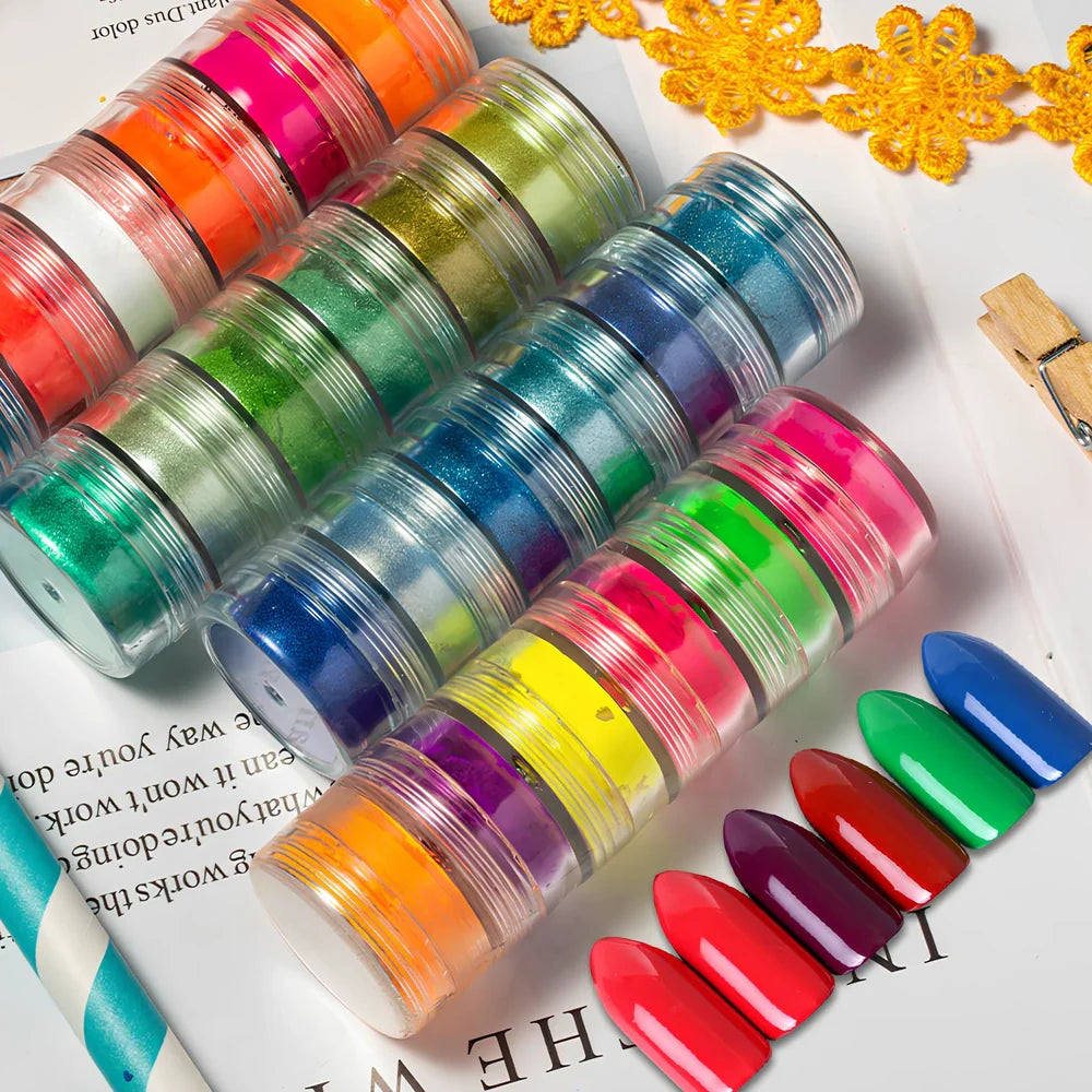 6-colour fluorescent pearl powder set, 1g glitter portions for firework blooming effects in crafts