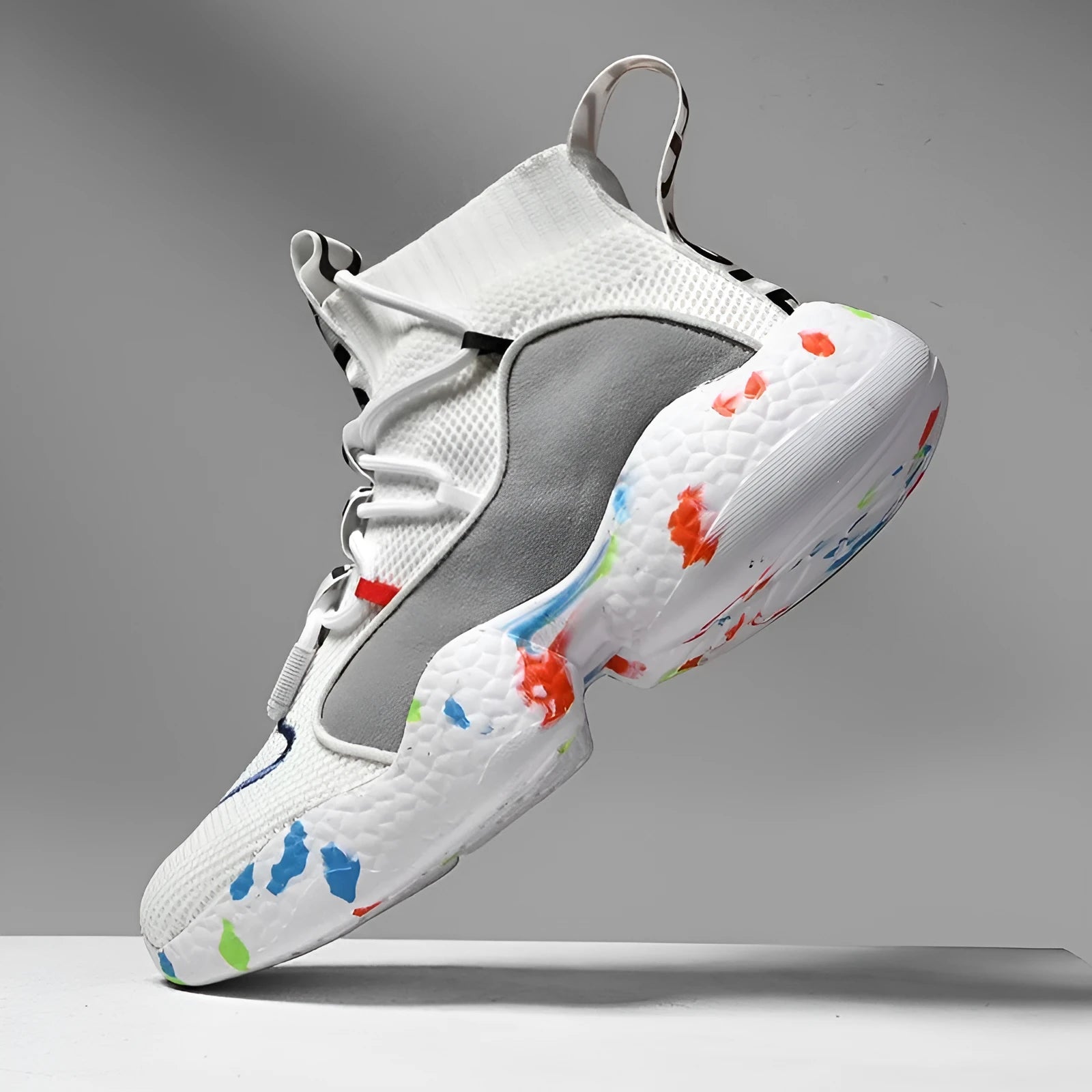 Men's camouflage striped sneakers with mesh upper and vulcanised rubber sole