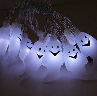 Spooktacular LED string lights with pumpkins, bats, and ghosts for Halloween decor