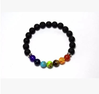 Handcrafted lava bead bracelet with seven chakra healing stones for balance and wellness