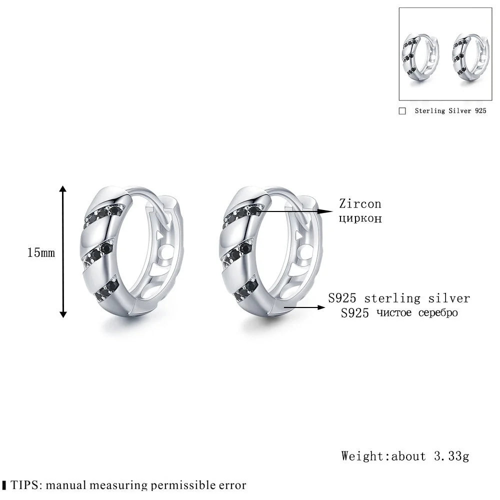 Retro women's round copper earrings in classic black, 2.5cm diameter