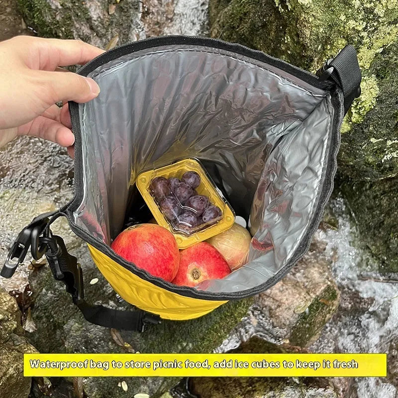 Yellow and black 20L waterproof thermal dry bag backpack with dry-wet separation compartments