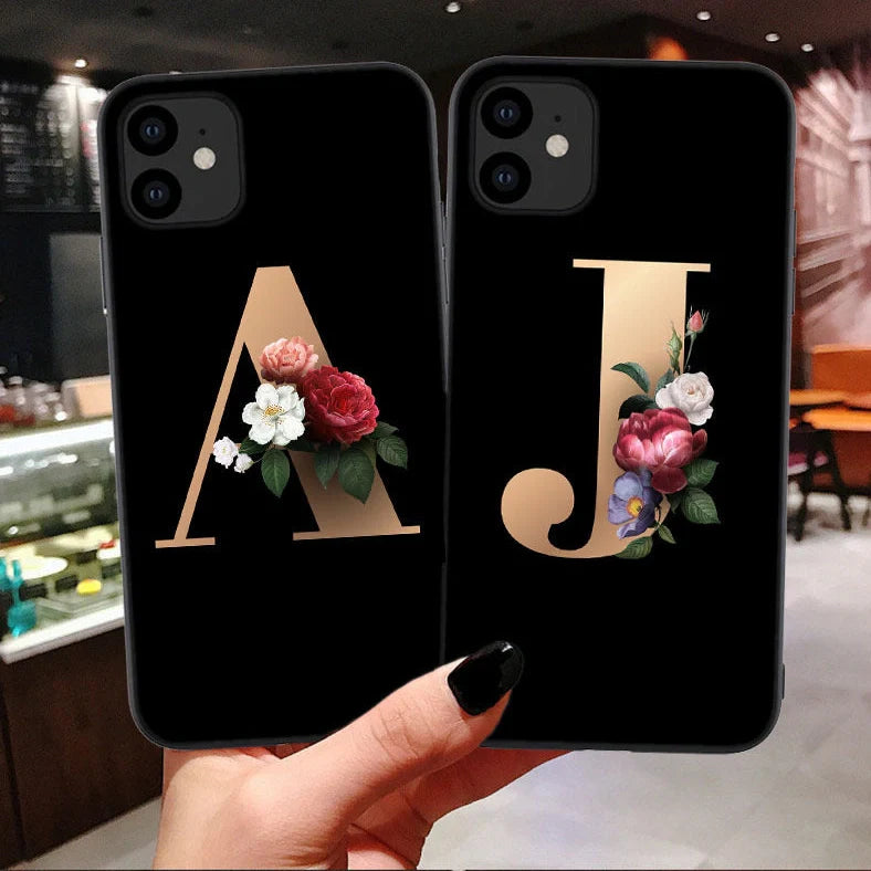 Silicone phone case with 26 English alphabet letters design for iPhone 14 models
