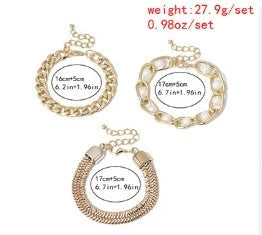 Creative Chain Inlaid Pearl Bracelet in gold, featuring imitation pearls and a modern chain design