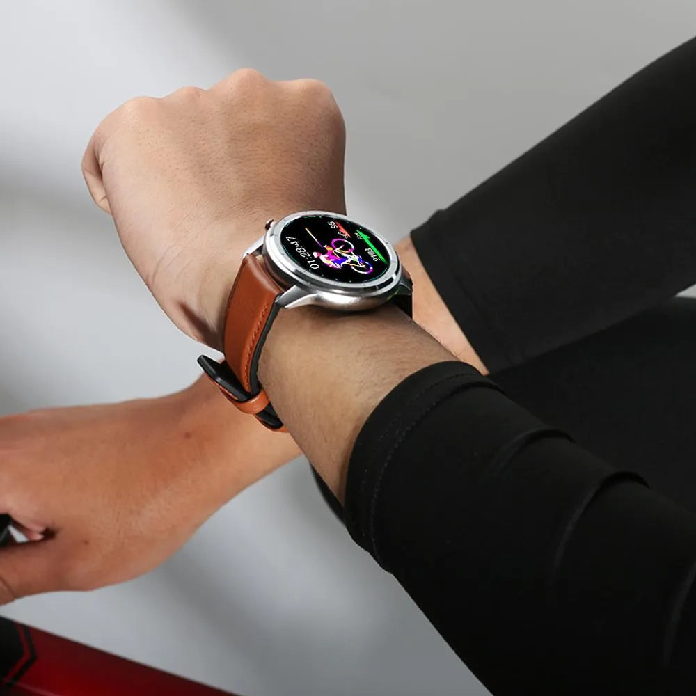 LEMFO LF26 smart bracelet showing 1.3 inch screen with touch and button controls in five colour options