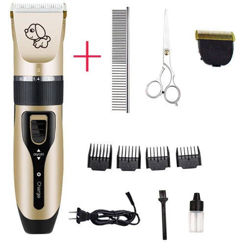 Dog hair clipper with ceramic blade and adjustable combs for precise grooming