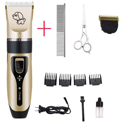Dog hair clipper with ceramic blade and adjustable combs for precise grooming