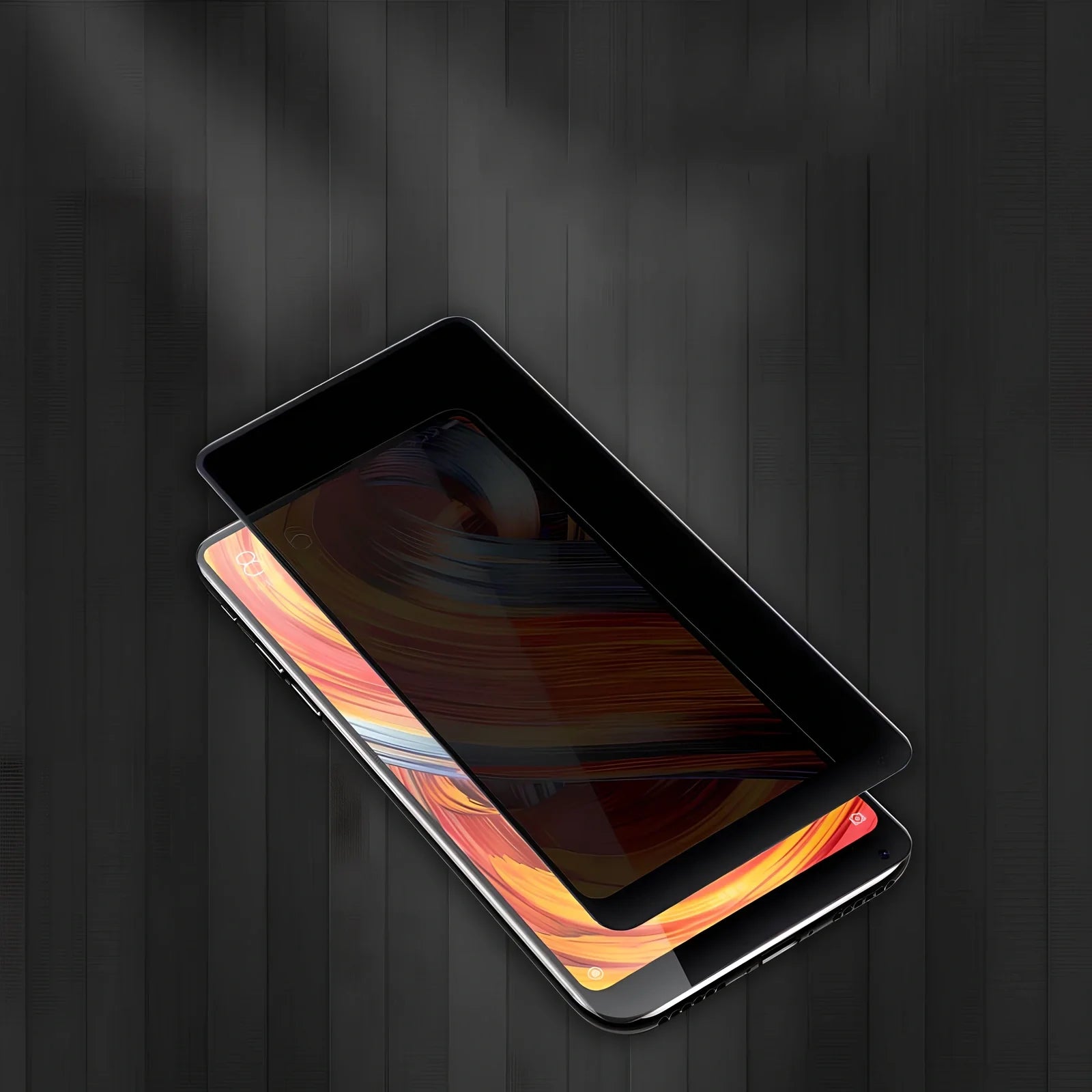 Black ceramic matte anti-peep screen protector applied to iPhone 13 with 30-degree privacy shielding and PET high-definition finish