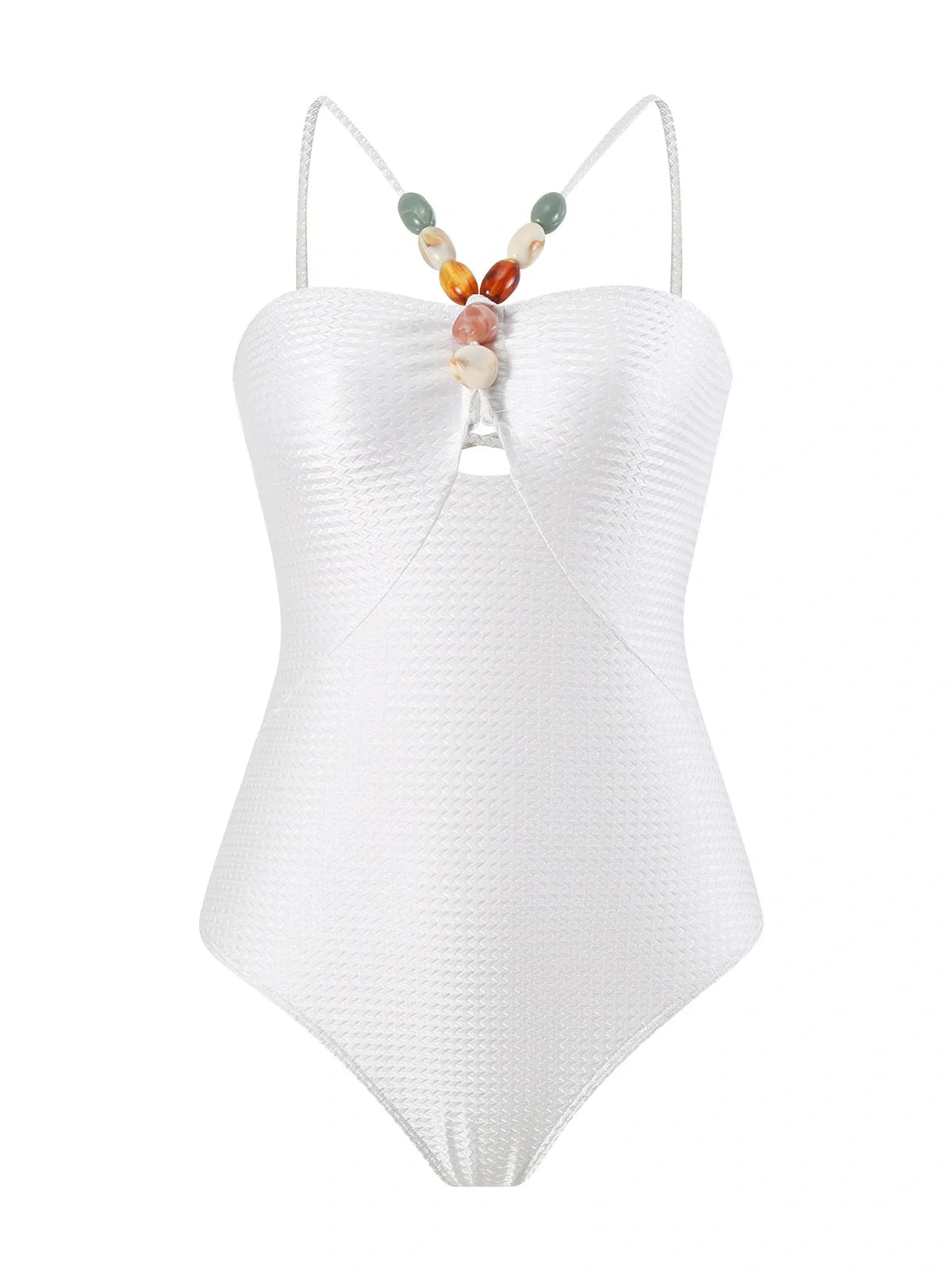 Women's one-piece swimsuit with hollow gem sling design in sapphire blue colour