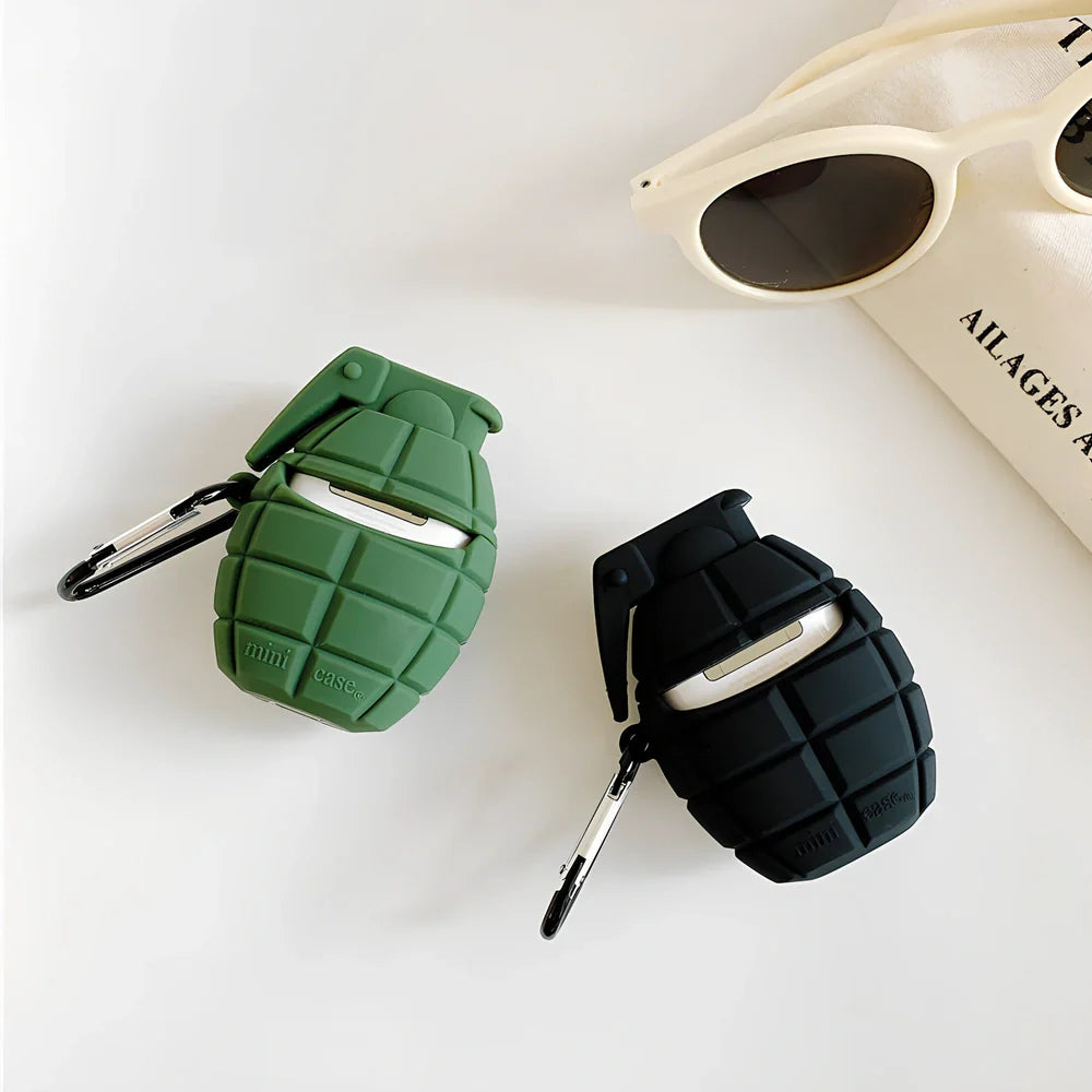 Cartoon silicone protective case for AirPods in black or green, soft material, 6.5cm length, drop-resistant cover