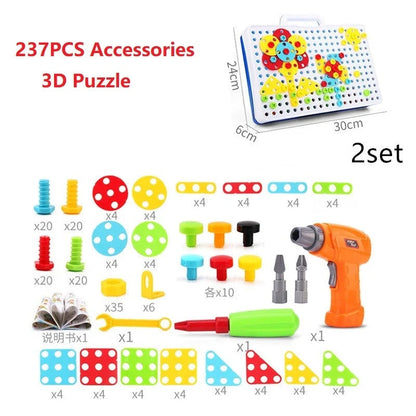 Creative Building Kits Educational Blocks Sets with safe plastic power drill for children